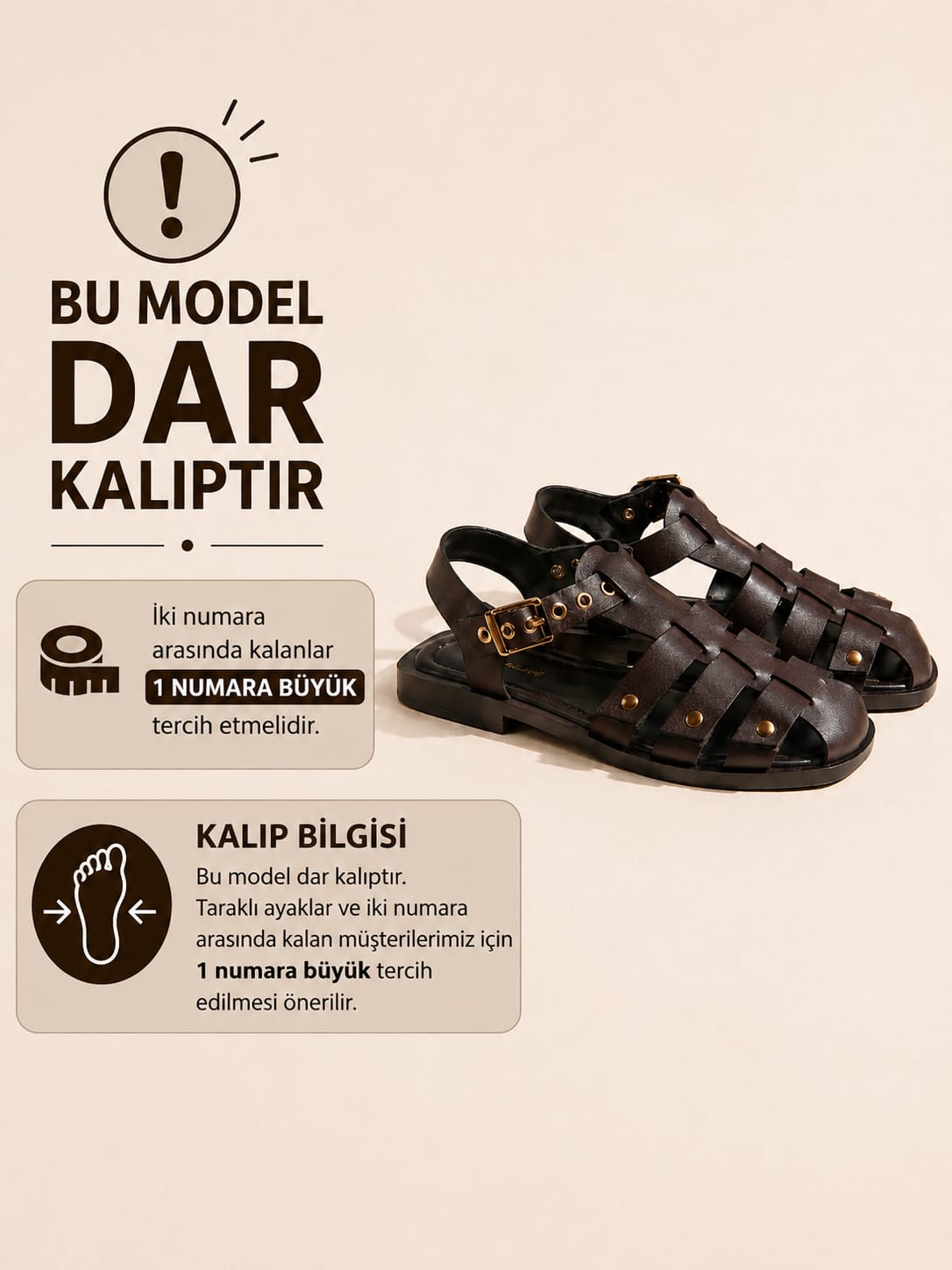Terra Koyu Kahve Günlük Sandalet(Dar Kalıp)