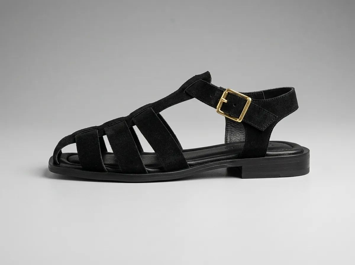 SALY  siyah dana süet sandalet