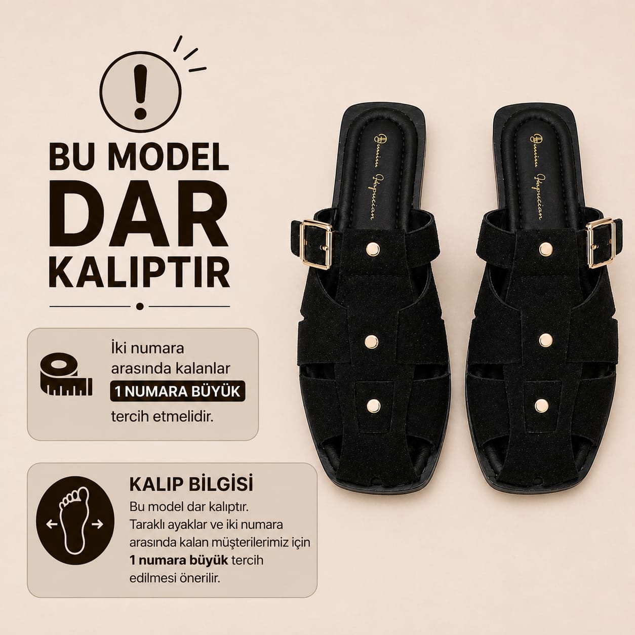 Noira Siyah Süet Terlik(Dar Kalıp)