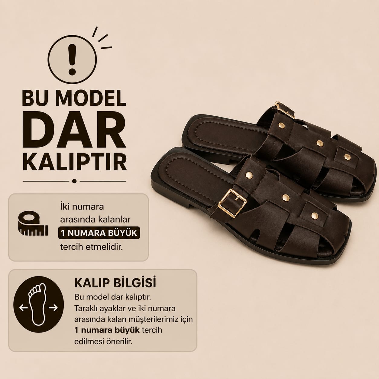 Noira Kahve Terlik (Dar Kalıp)